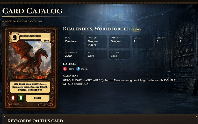 The page of the card Khalendris, Worldforged