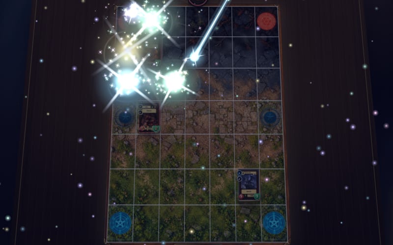 The spell Starfall raining meteors on the board